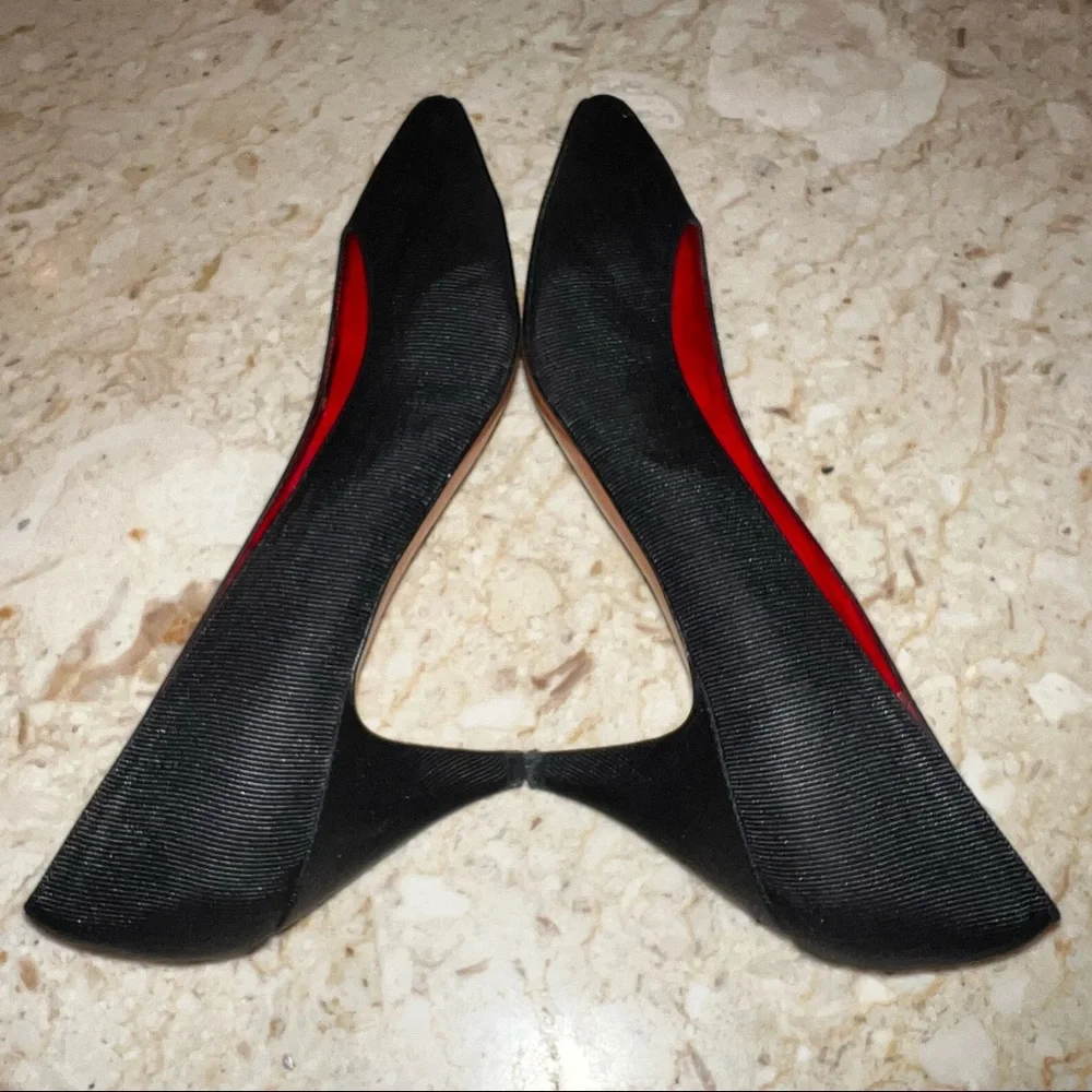 Vintage Regina 80s Black Leather Lined Almond Toe Heels. Size 8.5 Narrow - Picture 4 of 10